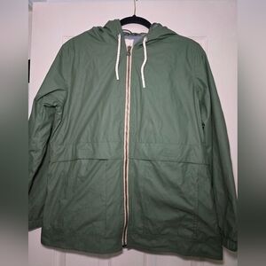 Womens Green Rain Hooded Jacket